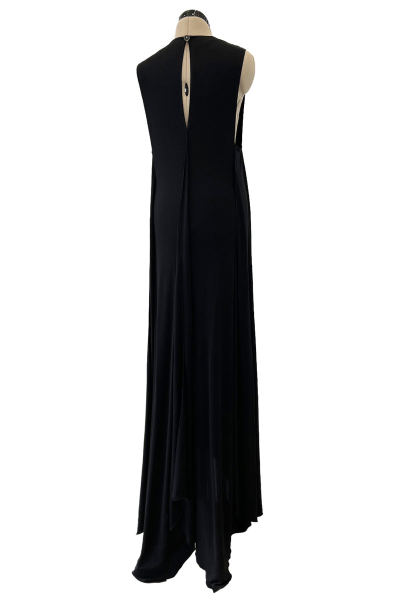 Chic Spring 2000 Chanel by Karl Lagerfeld Runway Sleeveless Black Jersey Tent Swing Dress