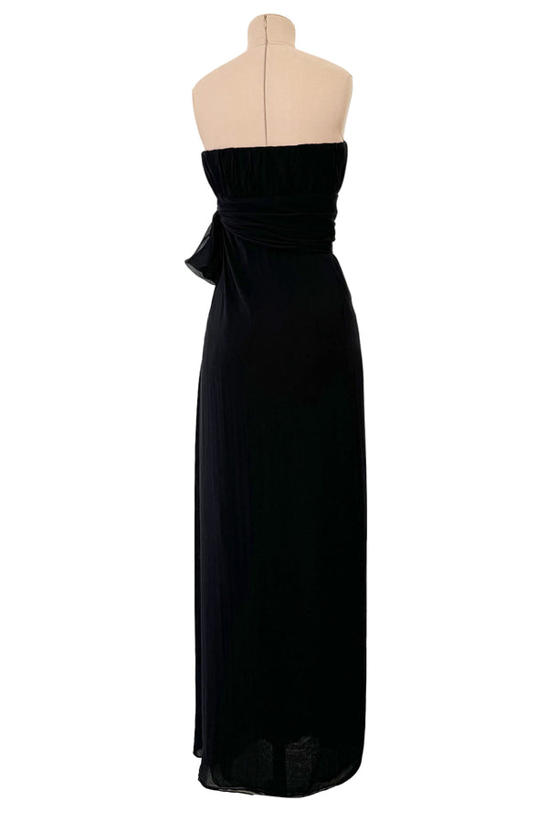 Rarest Spring 2002 Yves Saint Laurent Haute Couture Final Collection Black Silk Chiffon Dress