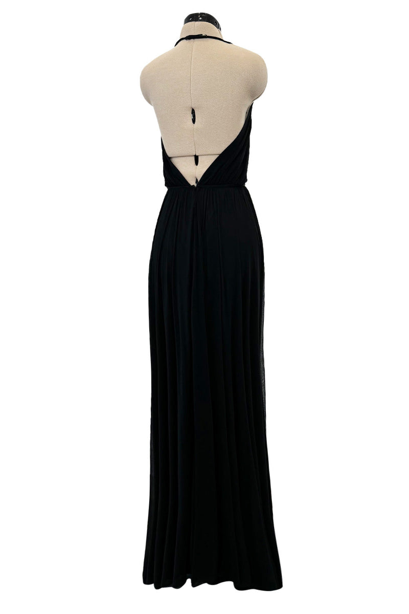 Incredible Resort 1979 Halston Black Bias Cut Silk Jersey Dress w Fron Shrimpton Couture Incredible Resort 1979 Halston Black Bias Cut Silk Jersey Dress w Fron Shrimpton Couture