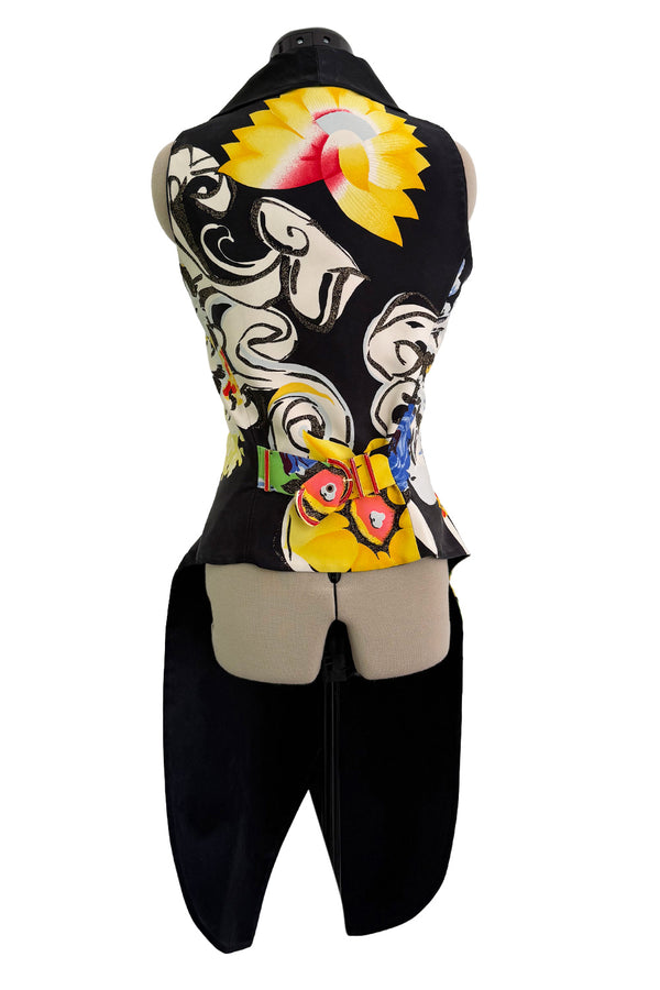 Very Rare Spring 1993 Versace by Gianna Versace Runway & Lookbook 'Miami Collection' Floral Print Silk Vest