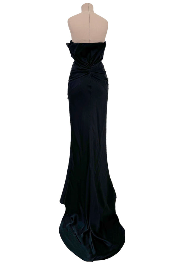 Spring 2008 Christian Dior by John Galliano Runway Look 53 Black Silk Strapless Dress