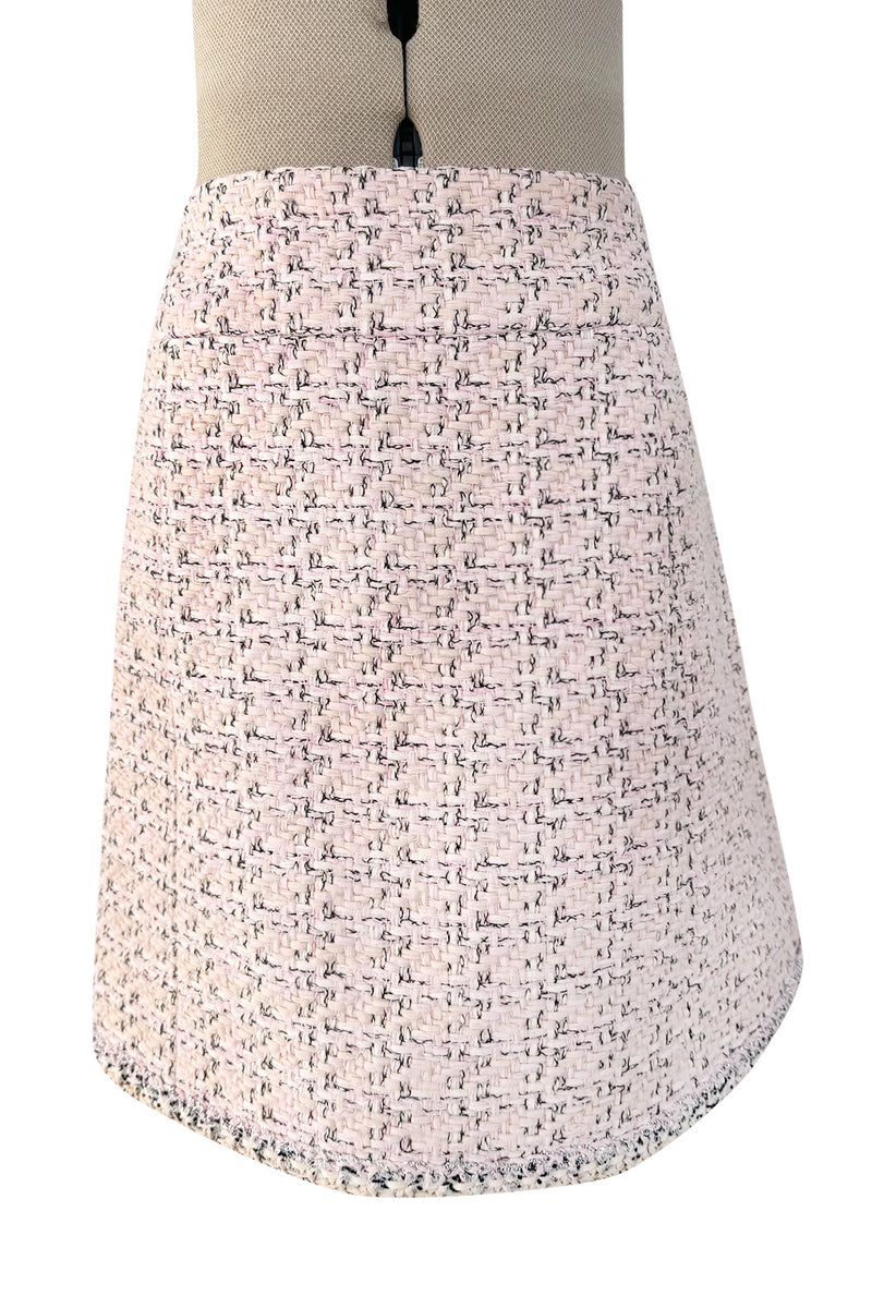 Spring 2014 Chanel by Karl Lagerfeld Runway Look 7 Pink Tweed & Silver Detailed Skirt