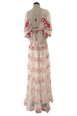 Spring 2016 Etro by Veronica Etro Runway Look 6 Ivory Net Lace Dress w Embroidered Silk Panels