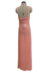 Prettiest Spring 1974 Halston Couture Pale Pastel Peach Iridescent Sequin Easy-to-Wear Tank Dress