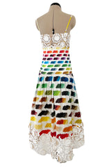Hugely Documented Spring 2014 Chanel by Karl Lagerfeld Rainbow Print & Lace Runway Dress