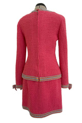 Rare & Extraordinary Spring 1994 Chanel by Karl Lagerfeld Runway Pink Suit w Corded Detail