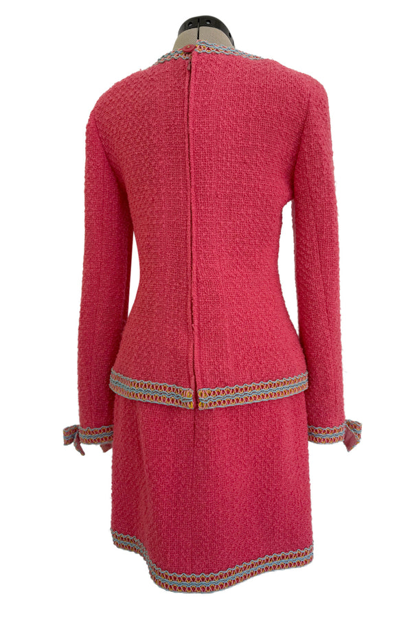 Rare & Extraordinary Spring 1994 Chanel by Karl Lagerfeld Runway Pink Suit w Corded Detail