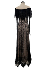 Spring 2017 Alexander McQueen by Saran Burton Runway Look 37 Off Shoulder Black Stretch Net Dress