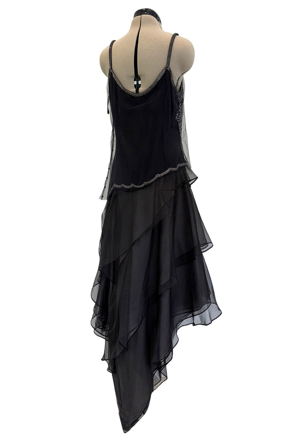 Prettiest Spring 2006 Giorgio Armani Silk Chiffon & Net Skirt and Top Set w Beaded Butterflies