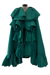 Fall 1988 Yves Saint Laurent Haute Couture Runway Look 79 Strapless Dress w Bows & Matching Cape