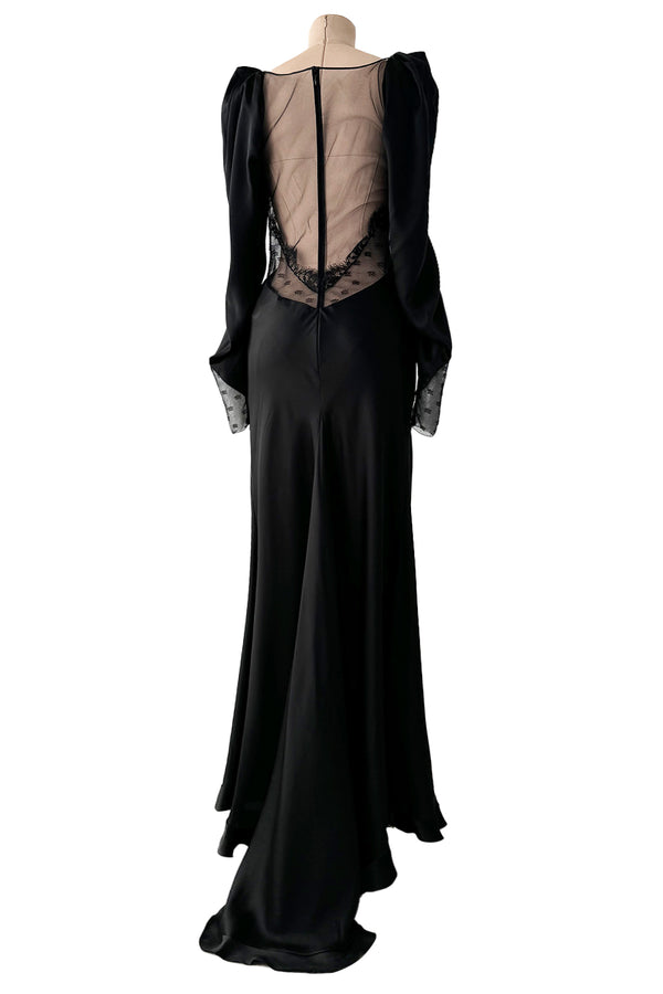 Prettiest Fall 2019 Alessandra Rich Black Version of Runway Look 46 Bias Cut Silk & Sequin Lace Dress