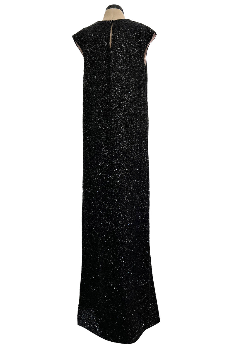 Glamourous 2014 Christian Dior by Raf Simons Densely Covered Black Sequin Dress w Pink Lining