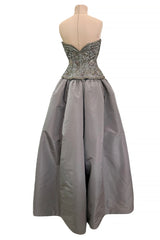 Incredible Fall 1996 Nina Ricci by Gerard Pipart Haute Couture Runway Strapless Silver & Gold Dress