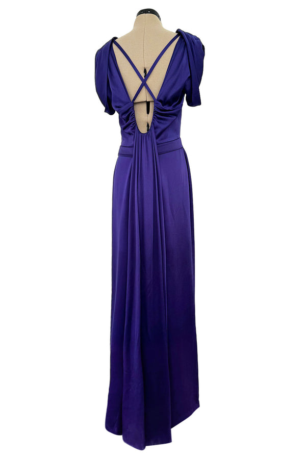 Pre-Fall 2011 Christian Dior by John Galliano Purple Silk Satin Open Back Sample Showroom Dress