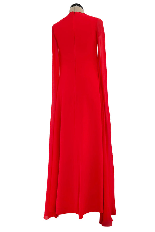 Resort 2019 Givenchy by Clare Waight Keller Red Crepe Dress w Angel Sleeves & Sequin Detailing
