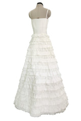 Dreamiest 2010s Valentino Off White Silk Wedding Dress w Tiered Ivory Lace & Ruffle Skirt