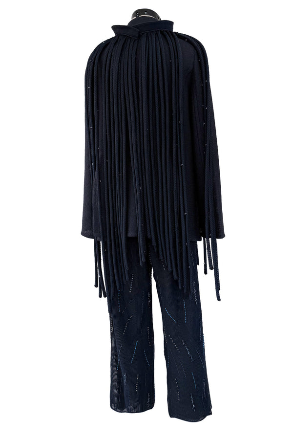 Ad Campaign Spring 2016 Giorgio Armani Runway Look 29 Three Piece Navy Top, Pant & Neckpiece Set