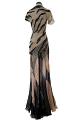 Spring 2001 Jean Louis Scherrer Haute Couture Look 22 Runway Sample Beaded Silk Chiffon & Net Dress