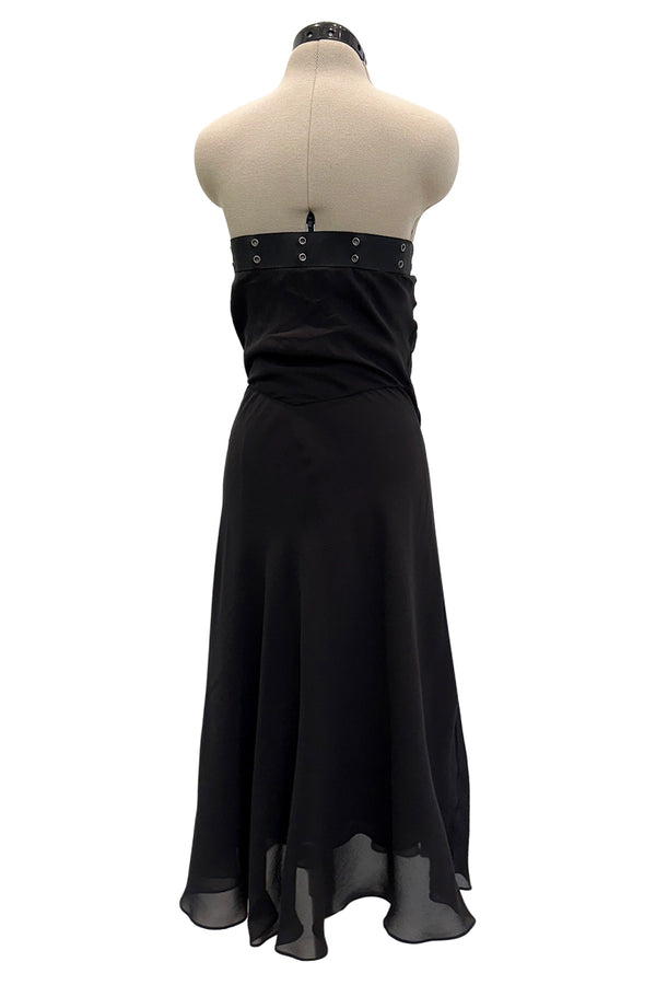 Sexy Fall 2002 Christian Dior by John Galliano Look 23 in Black Strapless Silk w Buckle Details