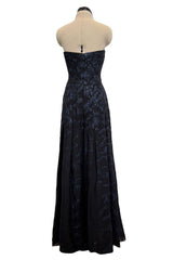 Pre-Fall 2011 Oscar de la Renta Runway Look 44 Strapless Black Silk Chiffon & Blue Embellished Jumpsuit
