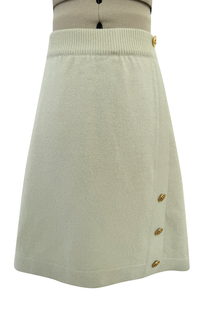 Fantastic 1990s Chanel by Karl Lagerfeld Scottish Cashmere Knit Sweater Skirt