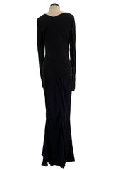 Fabulous Fall 2005 John Galliano Feather Light Bias Cut Black Silk Chiffon Dress w Seaming Detailing