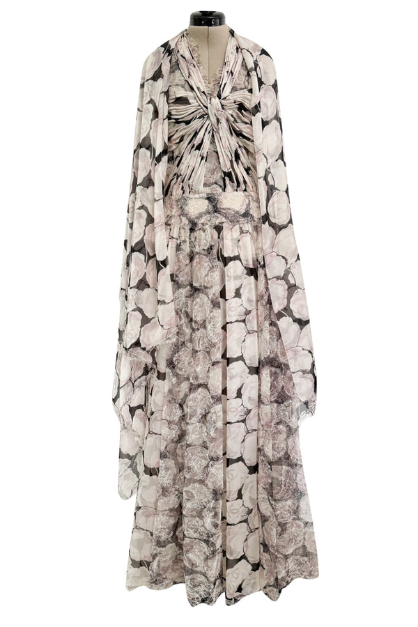 Dreamy Fall 2004 Chanel by Karl Lagerfeld Runway Look 13 & Ad Campaign Floral Lace & Chiffon Dress