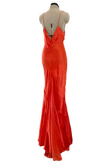 Spring 2004 Roberto Cavalli Runway Look 21 Orange Bias Cut Silk Dress Worn by Juno Temple