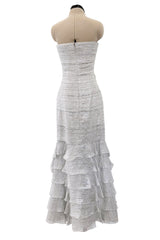 Etheral Spring 2018 Chanel by Karl Lagerfeld Runway Look 89 Finale Strapless Metallic Silver Dress
