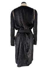 Important Fall 1983 Chanel by Karl Lagerfeld Haute Couture Runway Look 73 Metallic Panne Velvet Dress