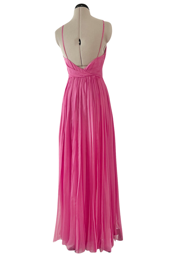 Resort 2008 Christian Dior by John Galliano Pink Silk Chiffon Plunge Dress