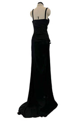 Outstanding Spring 2006 Roberto Cavalli Black Silky Jersey Corset Bodice Dress w Gold Hardware Detailing