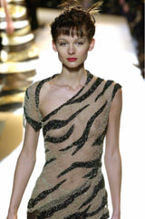 Spring 2001 Jean Louis Scherrer Haute Couture Look 22 Runway Sample Beaded Silk Chiffon & Net Dress
