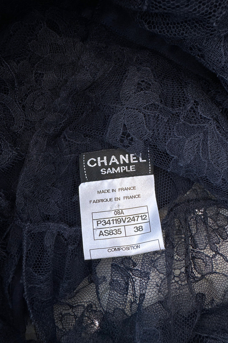 Extraordinary Fall 2008 Chanel by Karl Lagerfeld Blue Lace & Chiffon Dress & Cape Set