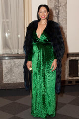 Beautiful Fall 2012 Gucci by Frida Giannini Runway Look 35 Deep Green Velvet Dress w Leopard Pattern