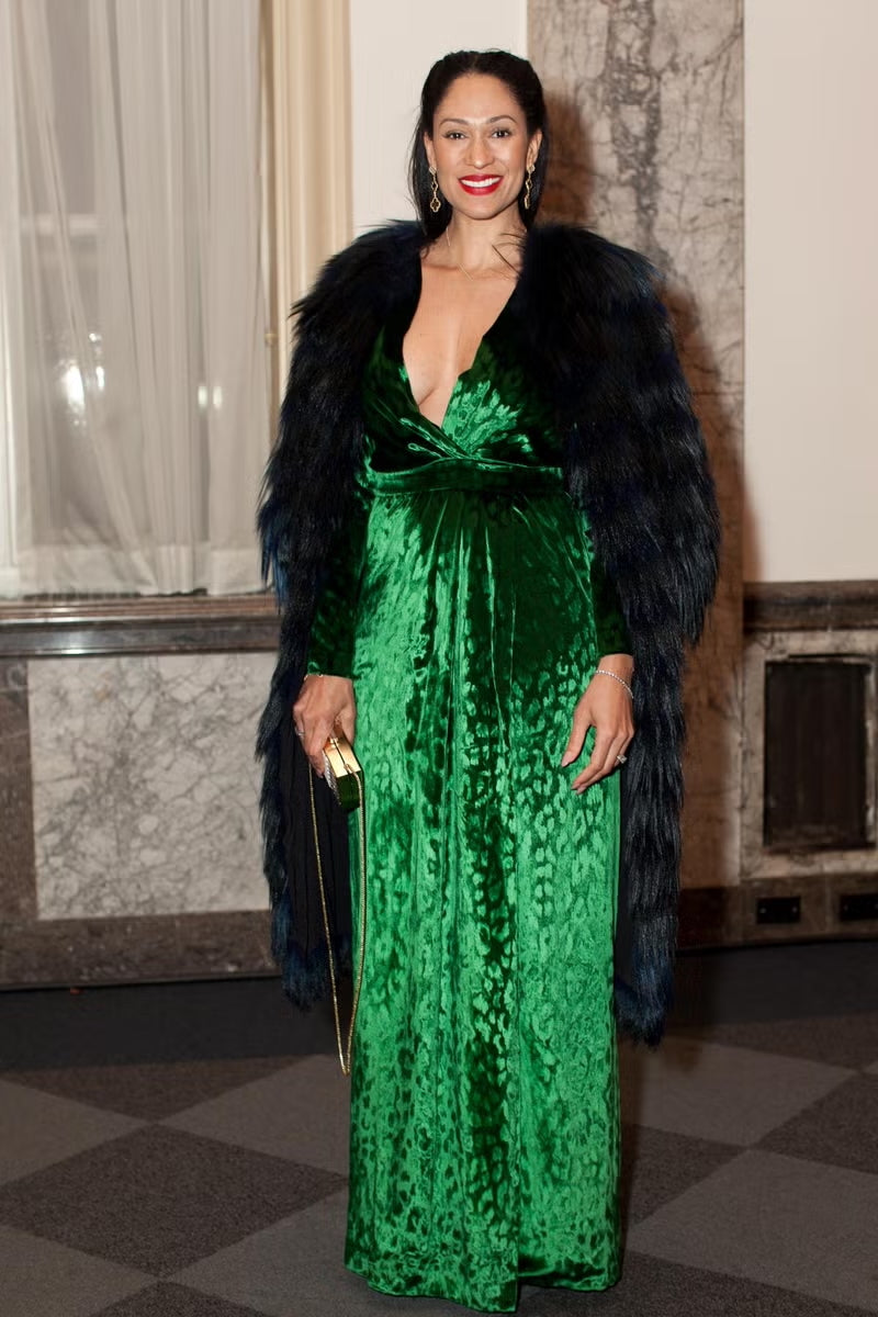 Beautiful Fall 2012 Gucci by Frida Giannini Runway Look 35 Deep Green Velvet Dress w Leopard Pattern