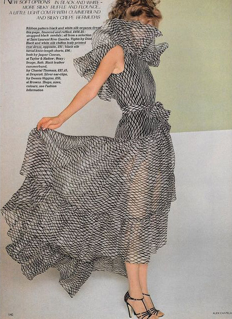 Prettiest Spring 1980 Yves Saint Laurent Floral Cotton Gauze Wide Shoulder Dress w Matching Tie Belt