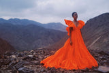 Spectacular Spring 2020 Valentino by Pierpaolo Piccioli Neon Orange Tent Dress w Outstanding Capped Sleeves