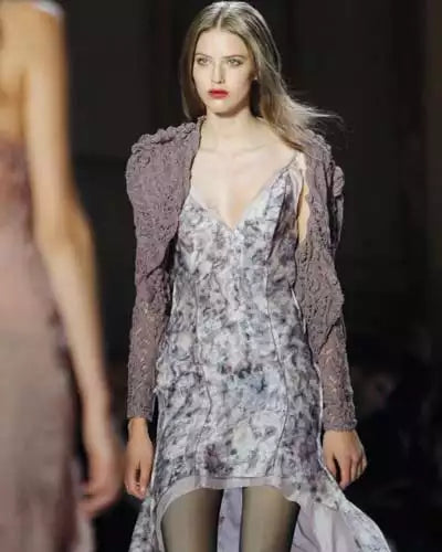 Outstanding Spring 2009 Nina Ricci by Olivier Theyskens Runway Look 12 Floral Printed Silk Dress
