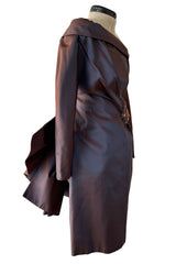 Fall 1990 Christian Lacroix Haute Couture Silk Runway Backless Dress w Original Jewel Brooches