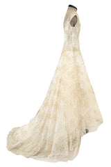 Dreamist Spring 2012 Alexander McQueen by Sarah Burton Soft Gold Lace on Ivory Net Wedding Dress