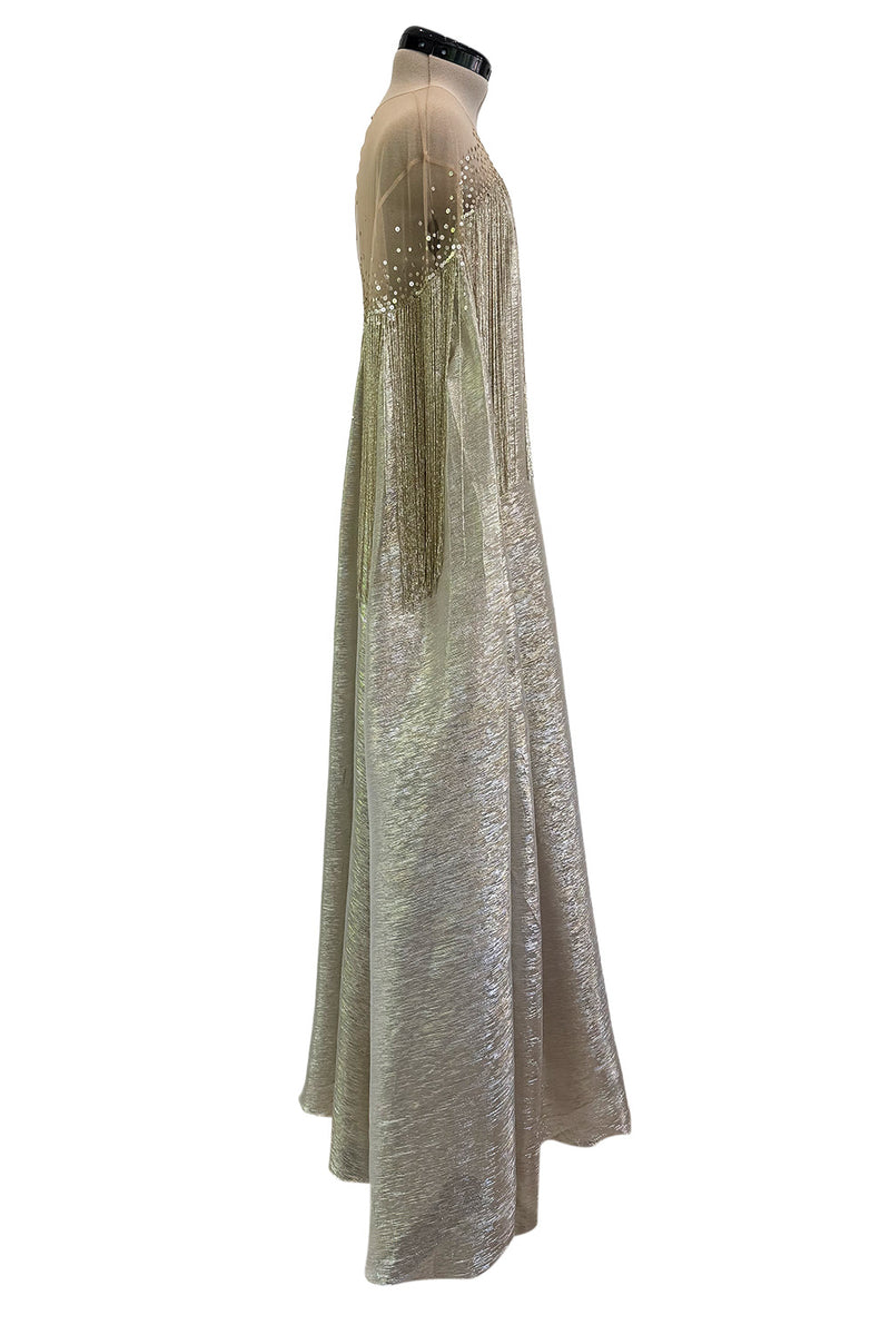Dreamy Spring 2019 Oscar de la Renta by Laura Kim & Fernando Garcia Runway Look 57 Gold Silver Bead Caftan Dress