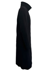 Minimalist Fall 2001 Gucci by Tom Ford Runway Look 21 Cashmere & Leather Sleek Black Coat