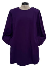 Documented Fall 1985 Yves Saint Laurent Haute Couture Runway Look 43 Purple Over-sized Cut Tunic