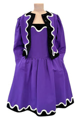 Spring 1980 Yves Saint Laurent  & Ad Campaign Runway Purple Dress & Jacket Set w B&W Detailing