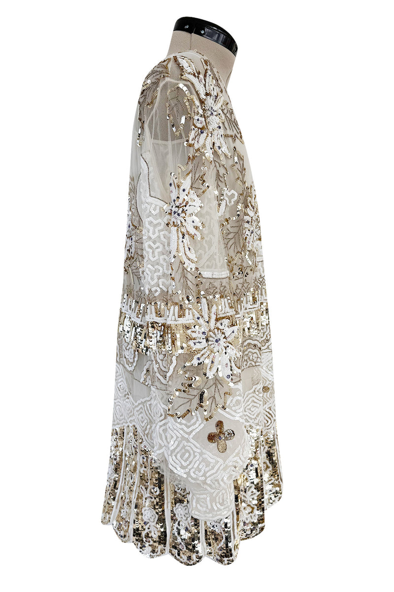 Beautiful Spring 2020 Valentino by Pierpaolo Piccioli Densely White & Gold Sequin Dress