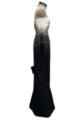 Exceptional Spring 1997 Nina Ricci by Gerard Pipart Haute Couture Runway Black & White Strapless w Beaded Details