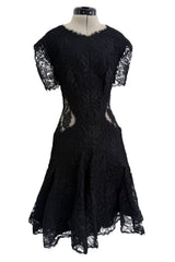 Fall 2017 Alexander McQueen by Sarah Burton Black Lace Dress w See Through Lace Back