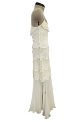 Prettiest Spring 2005 Christian Dior by John Galliano Knit & Silk Chiffon Ivory Dress
