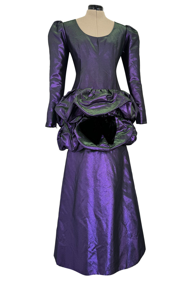 givenchy purple dress Spring 1982 Unlabeled Givenchy One Shoulder Purple Silk Dress Shrimpton Couture